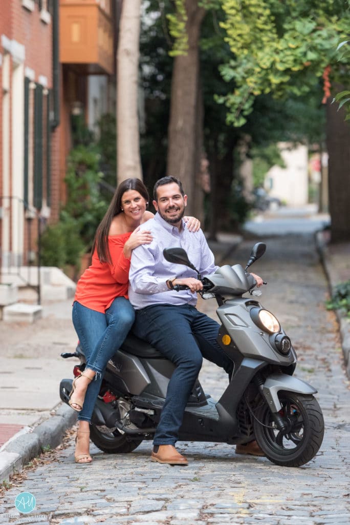 Engagement Session in Philly with a scooter