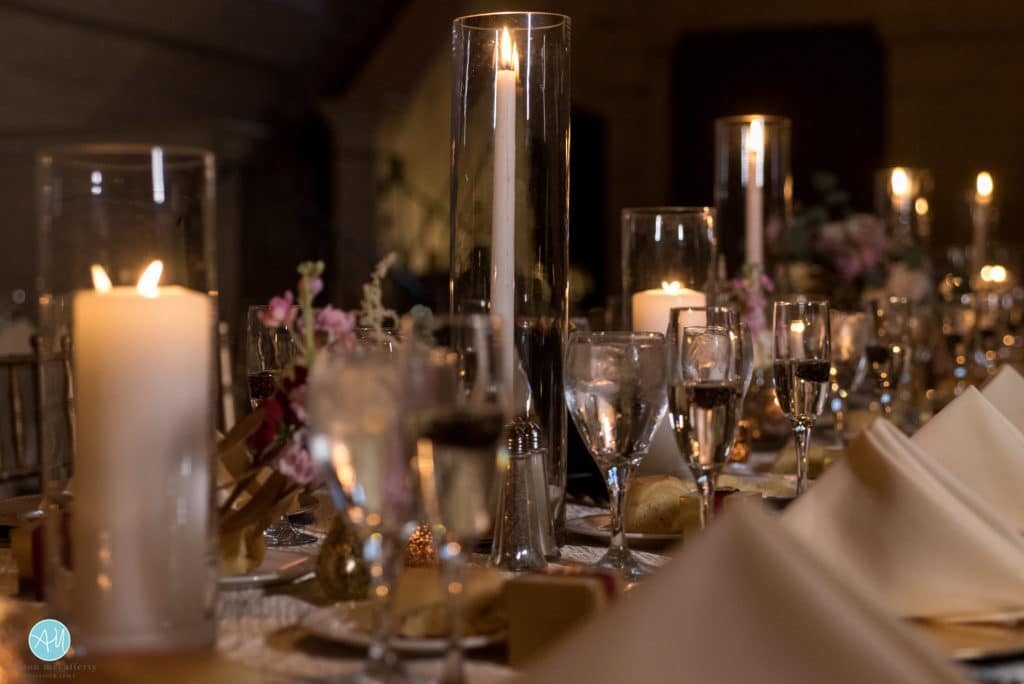 candlelit tables at a wedding in philadelphia