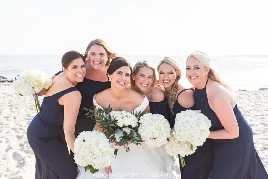Bride and Bridesmaids on the beach in Cape May