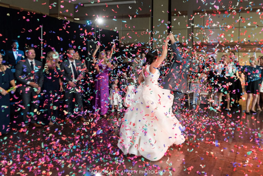 Confetti entrance at a wedding