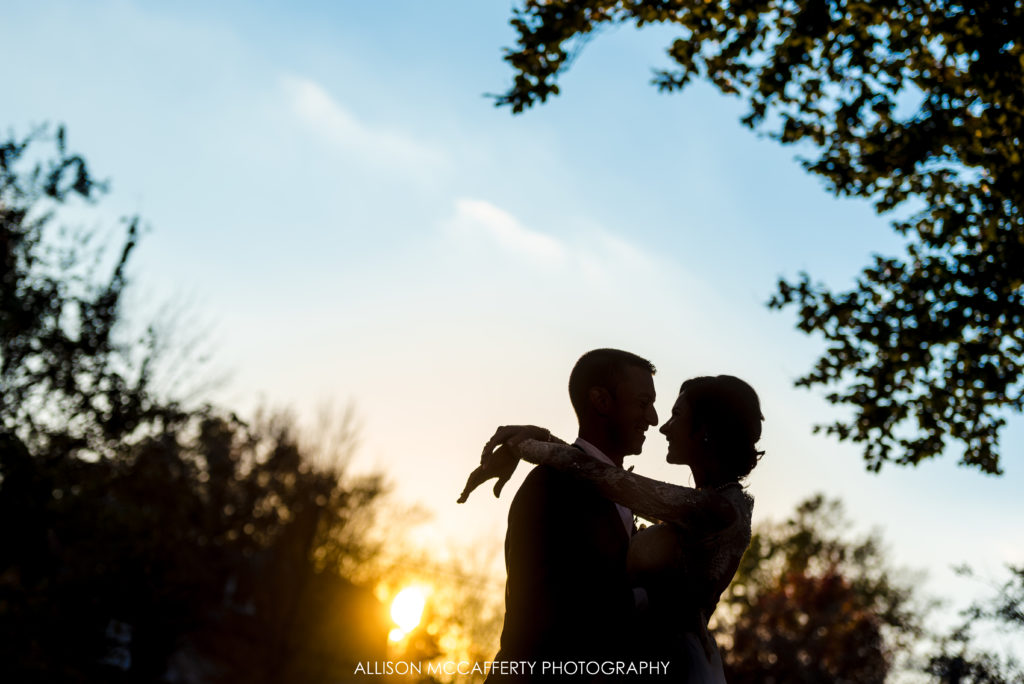 wedding silhouette at sunset