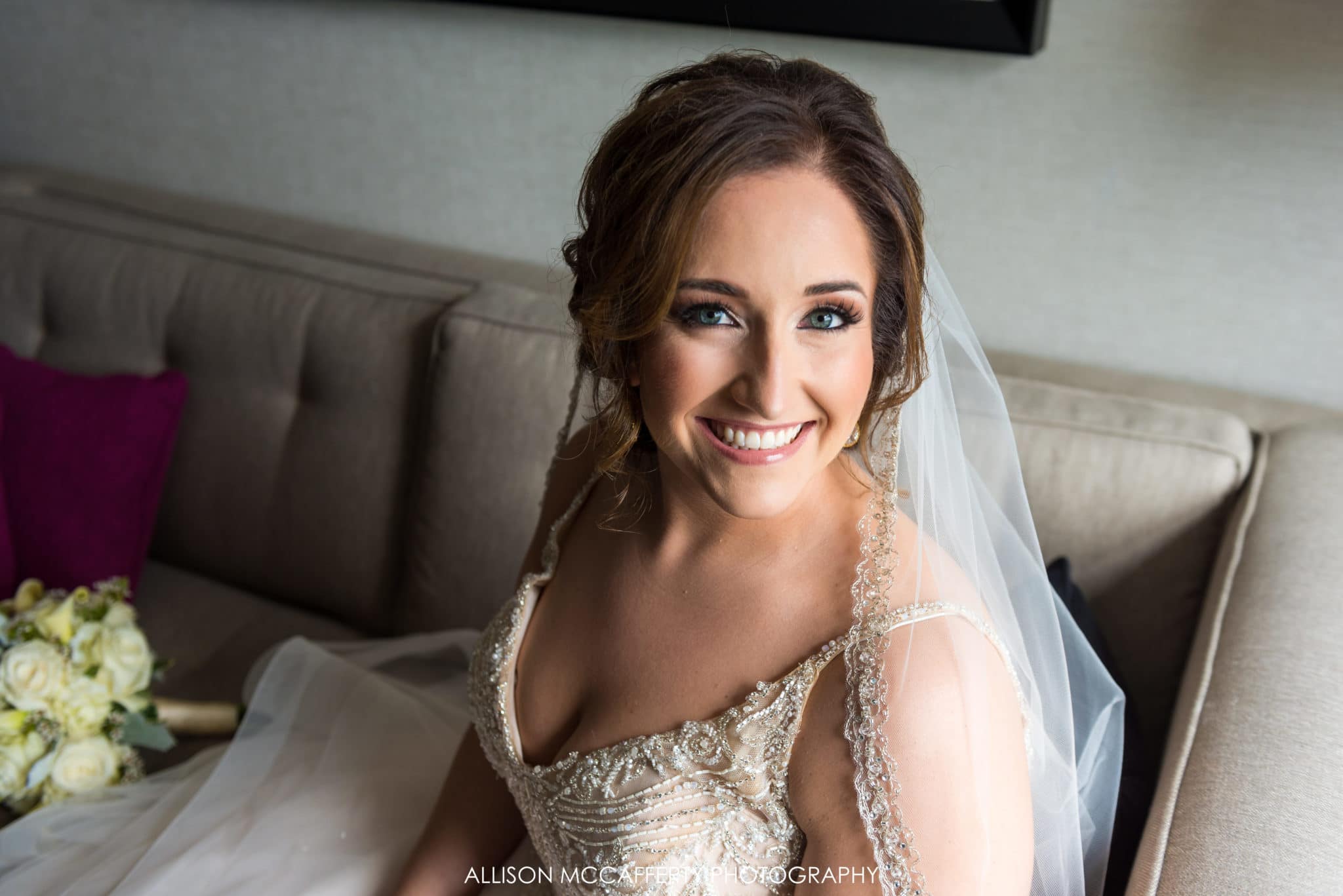 Photo of bride by the window