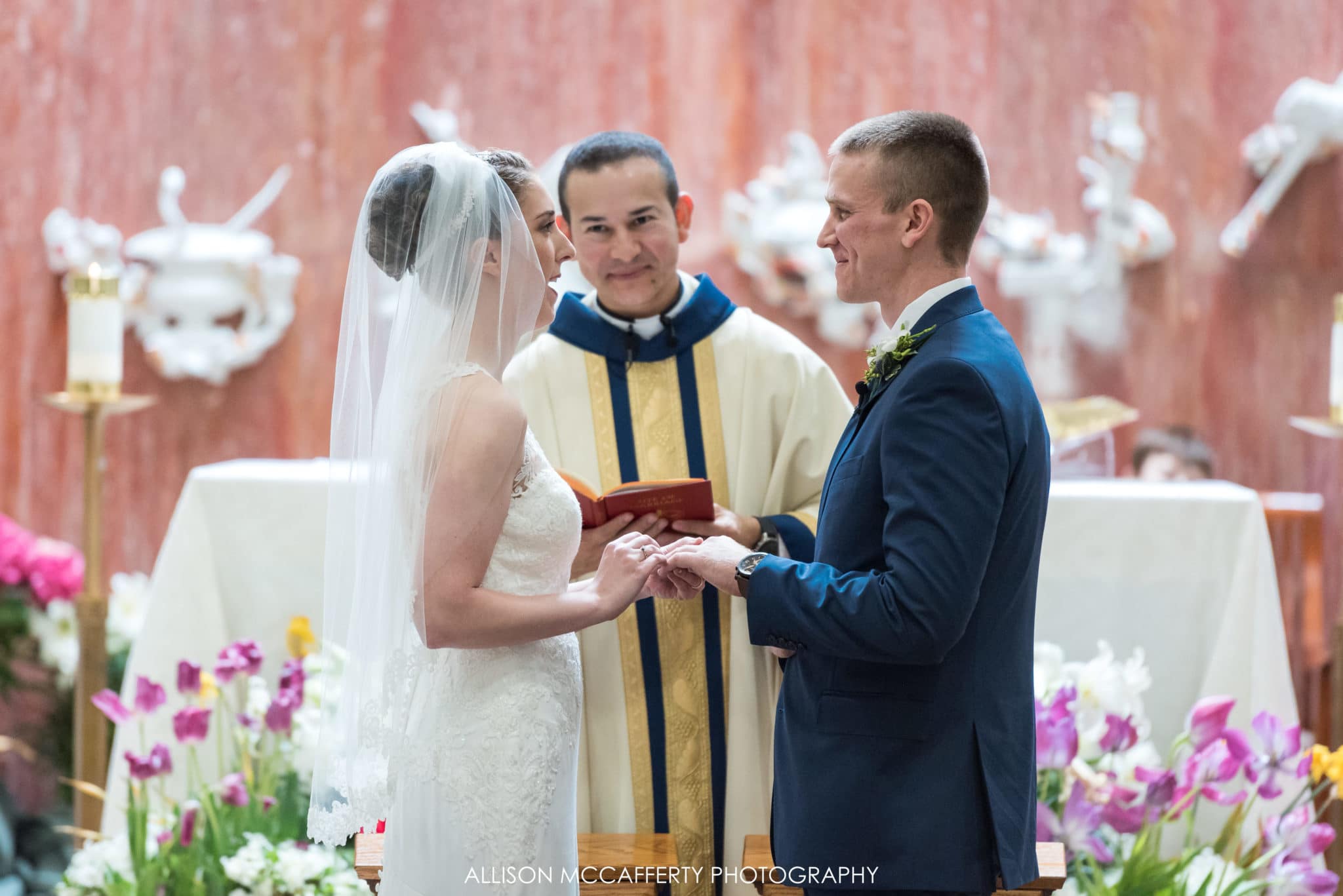 Bride and groom exchanging wedding vows in Berlin NJ