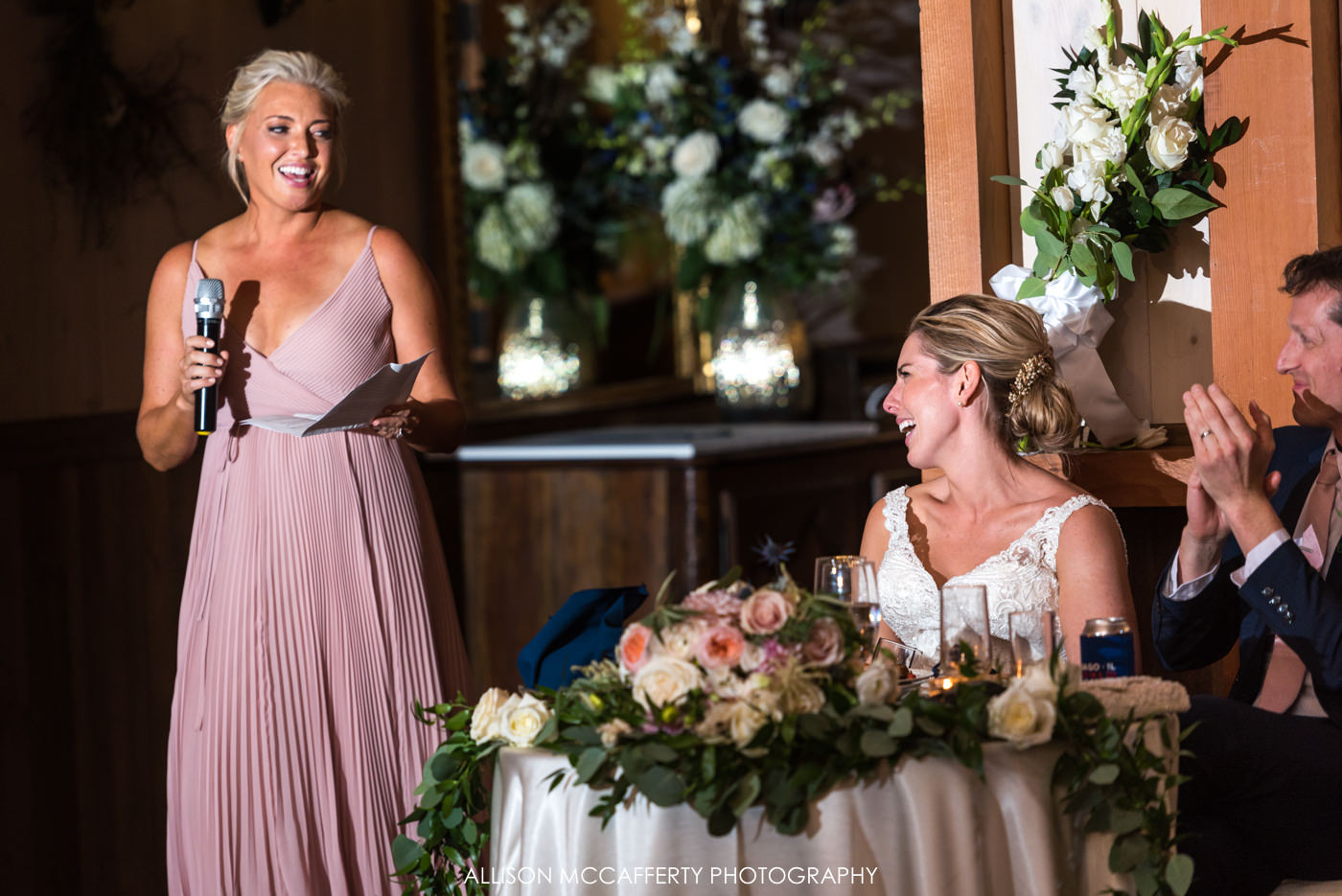 Bridal party speeches at Rose Bank Winery wedding