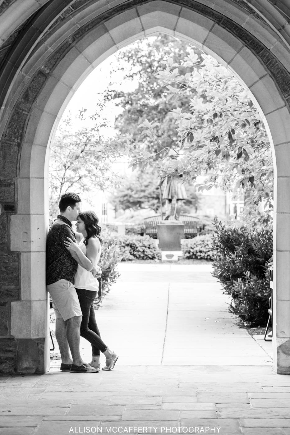 Black and White Engagement Photos at West Chester University