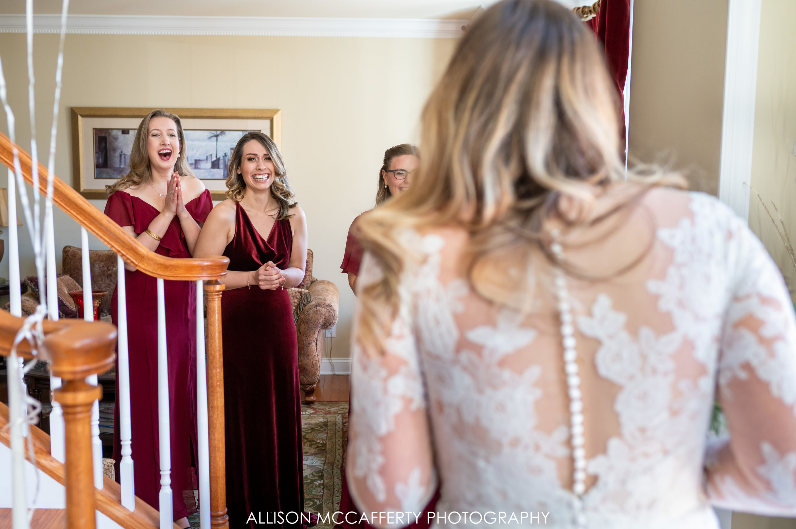 First Look with Bridesmaid Photos