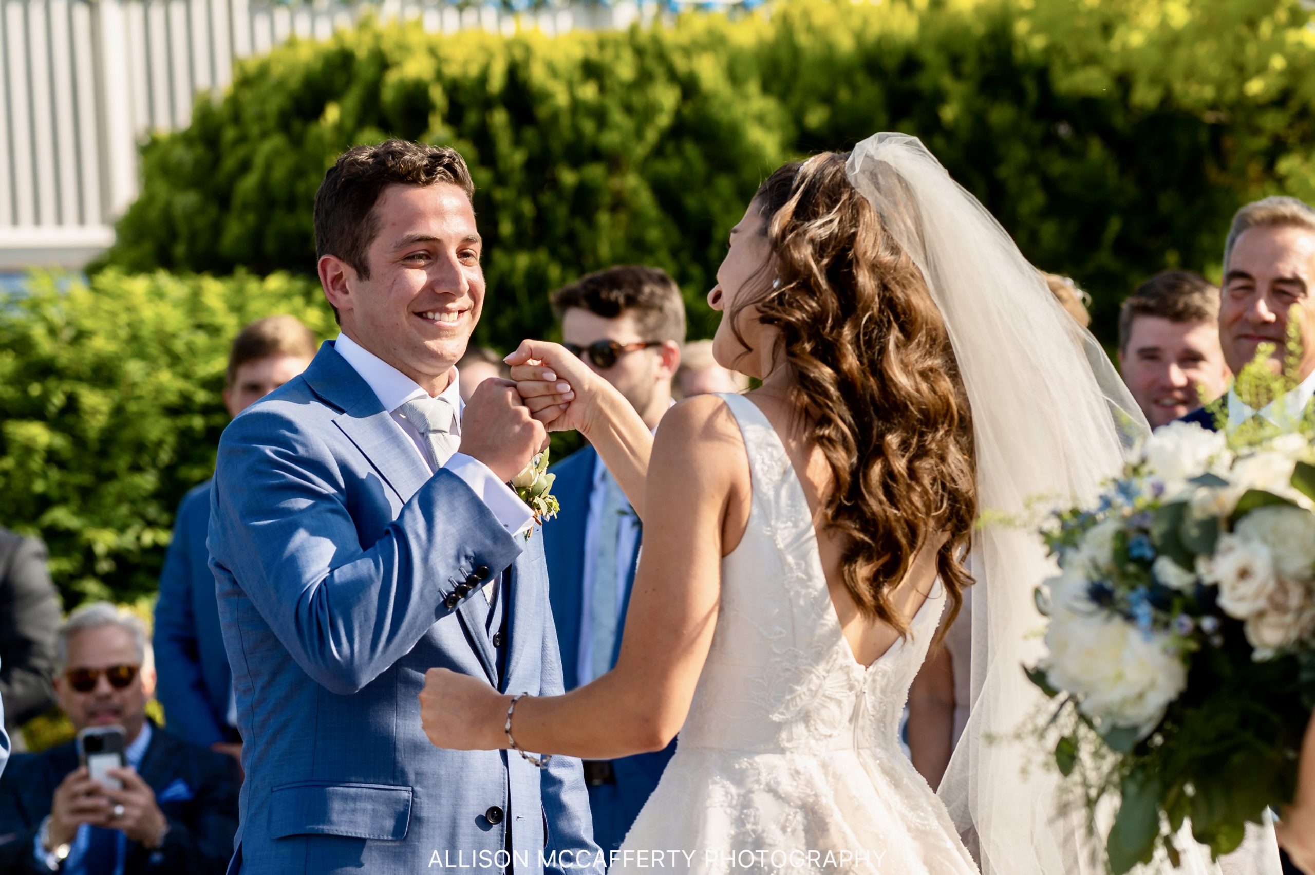 Outdoor wedding ceremony at Crystal Point Yacht Club in Point Pleasant NJ