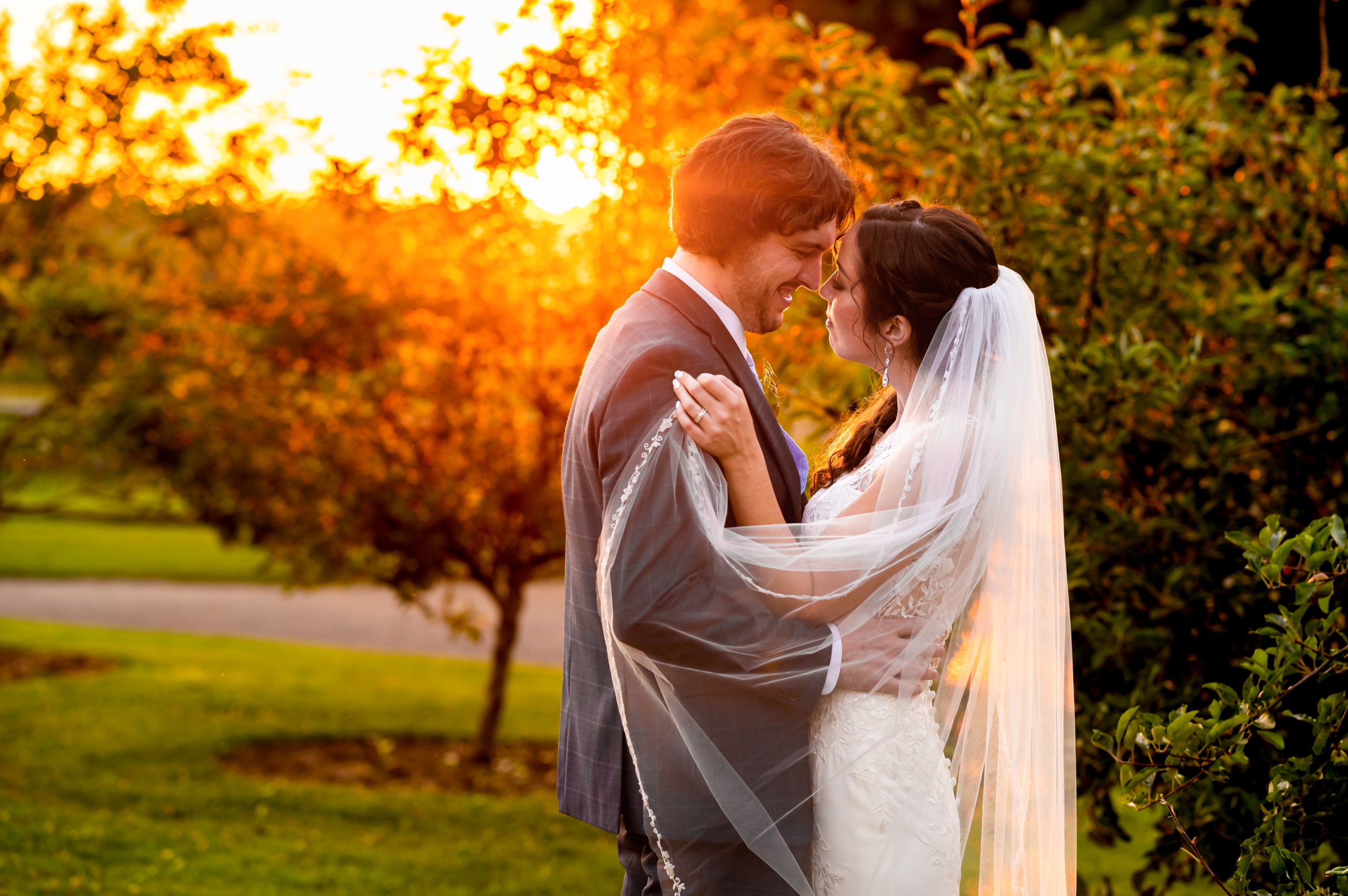 Sunset wedding photo at Fernbrook Farms in Chesterfield NJ