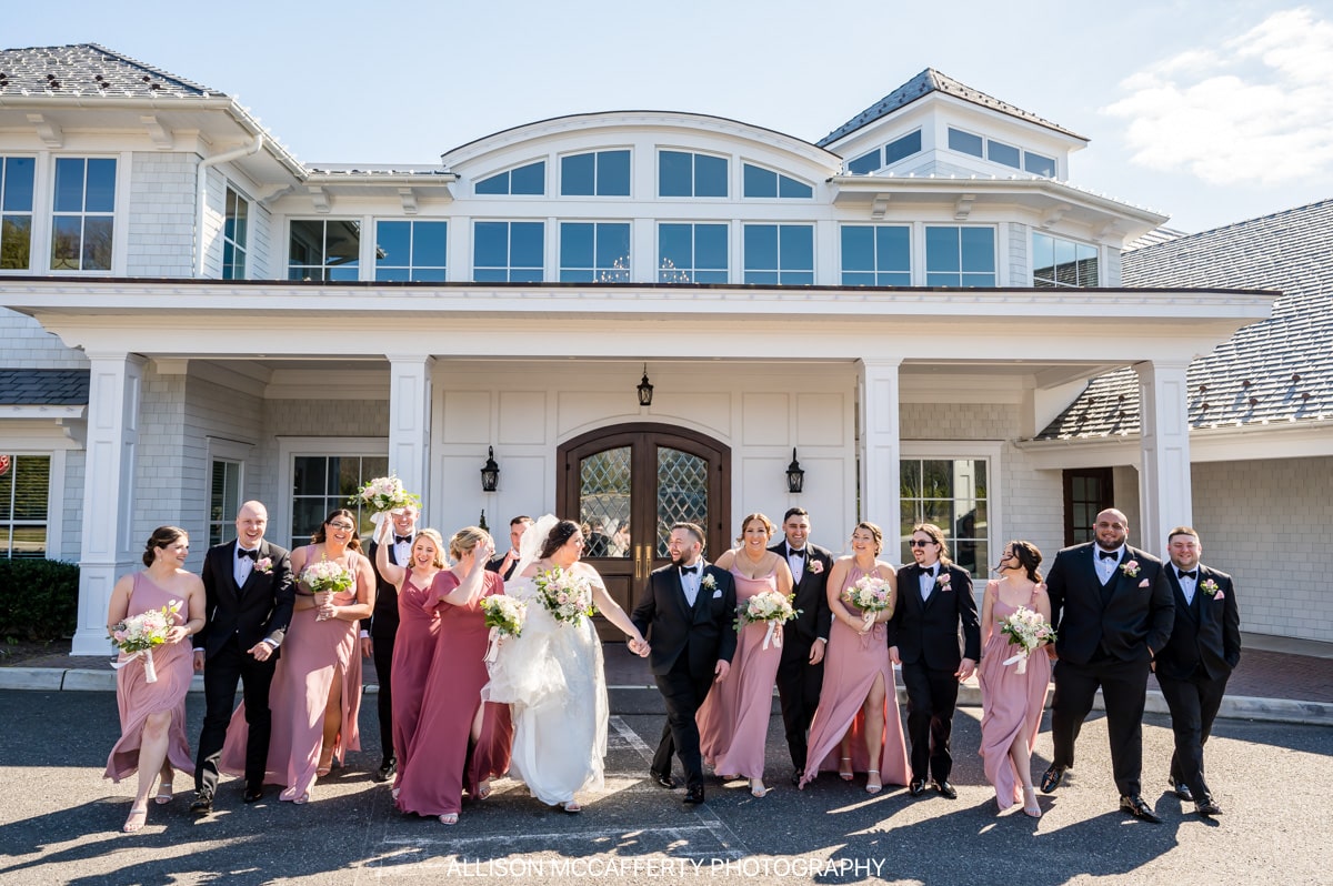 Wedding Party Photos outside of the Mill Lakeside Manor