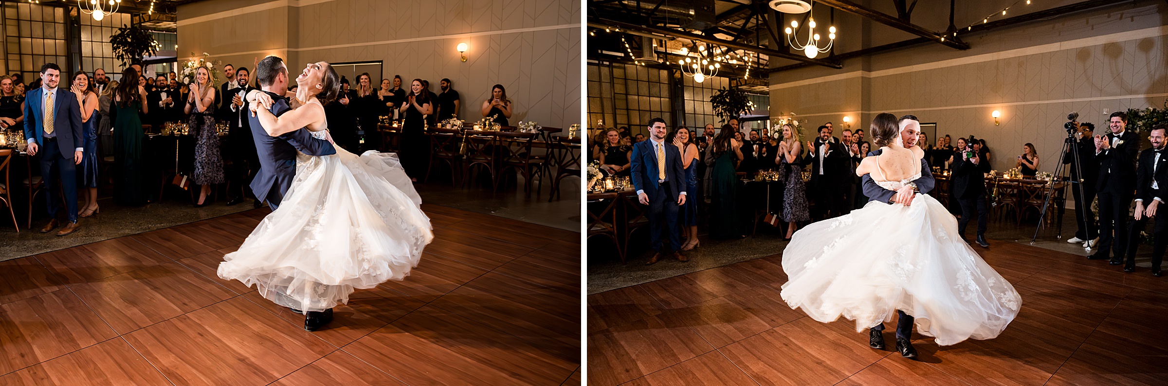 At a Lilah Events wedding, the bride and groom joyfully dance at their reception.
