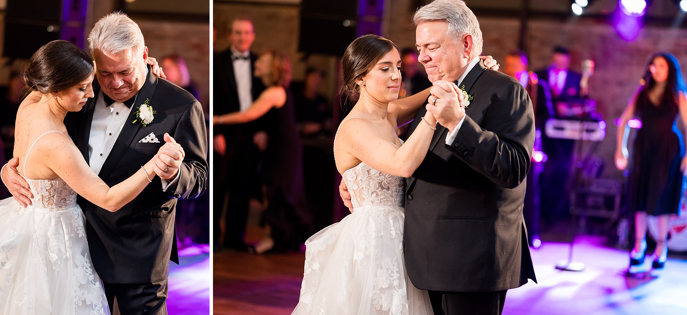 At the Lilah Events wedding, a bride and her father share a special dance at their reception.