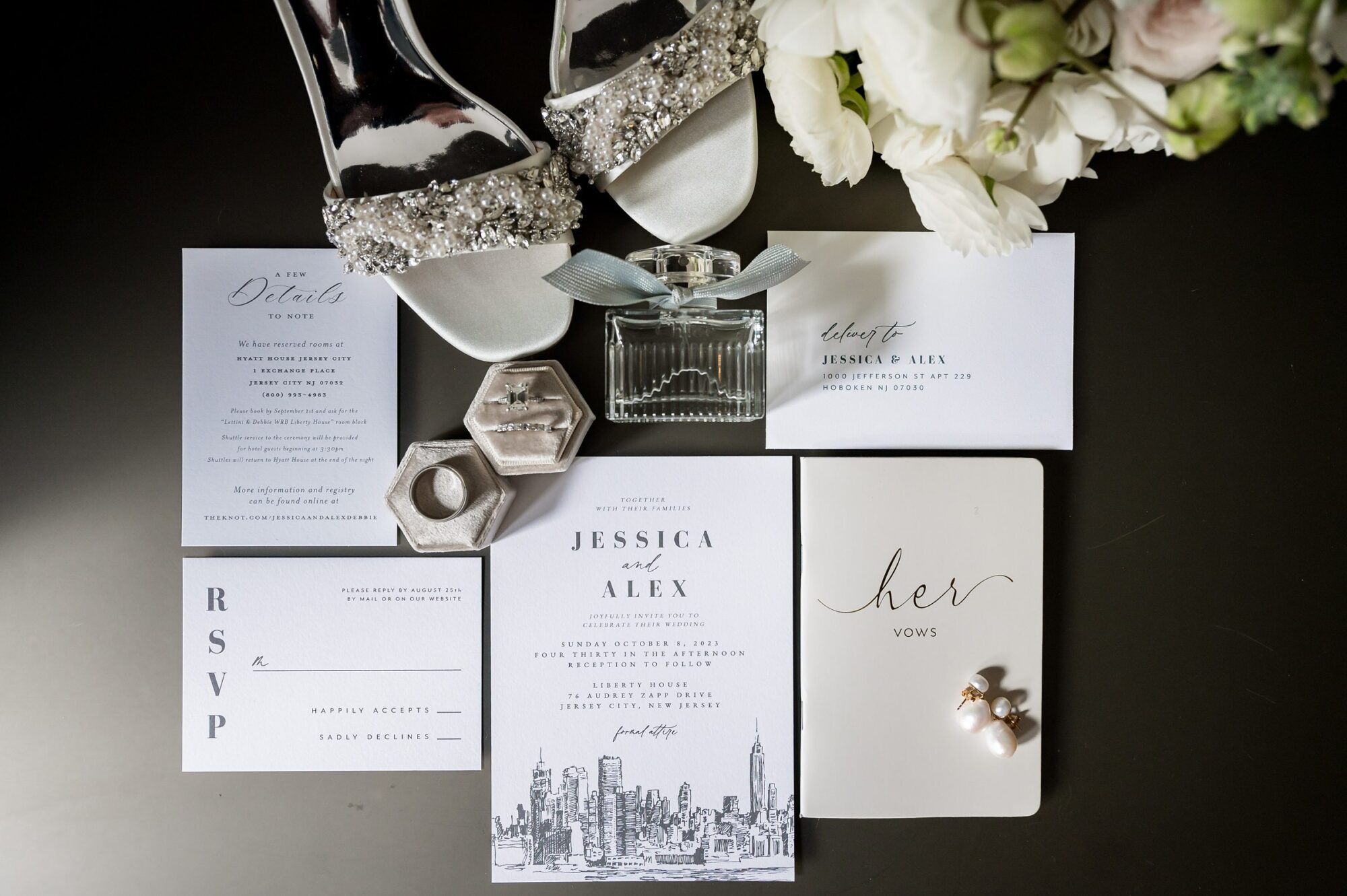 NYC wedding invitations and shoes.
